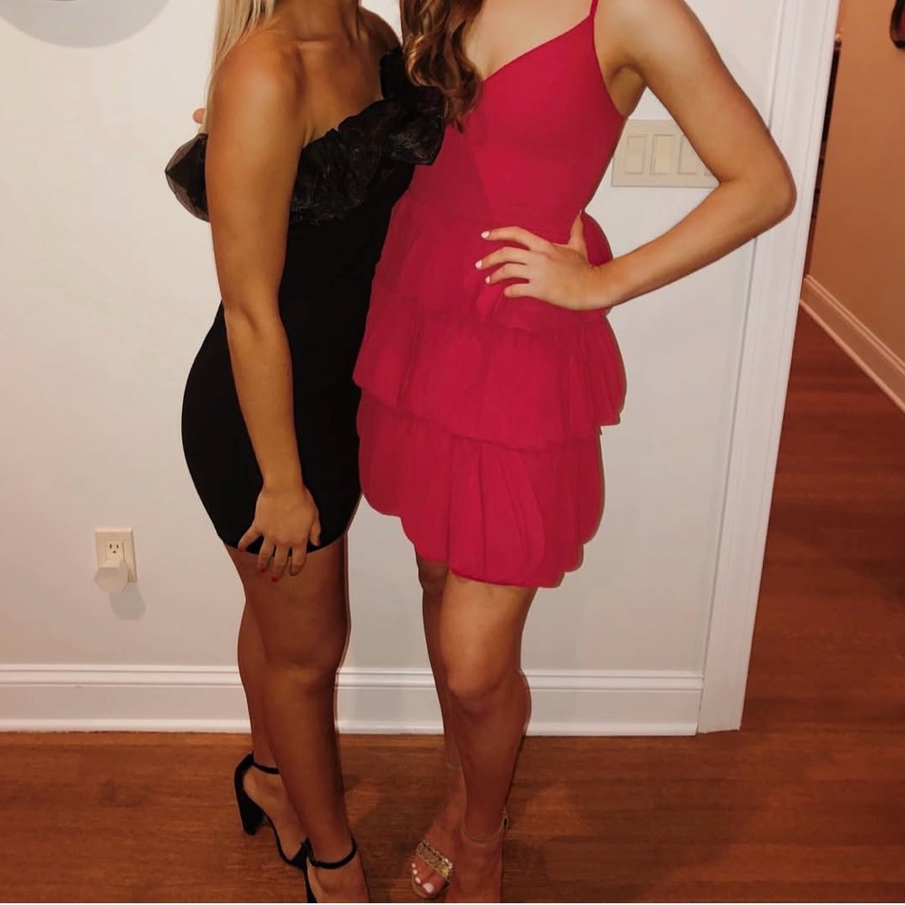 Forever 21 Black Strapless Dress with Sheer Detail